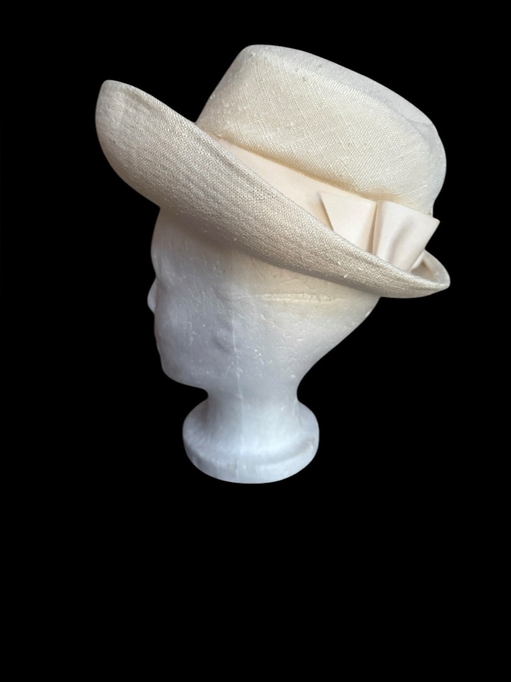 1950s Union Made Linen Bucket Style w/Bow Wide Brim Hat